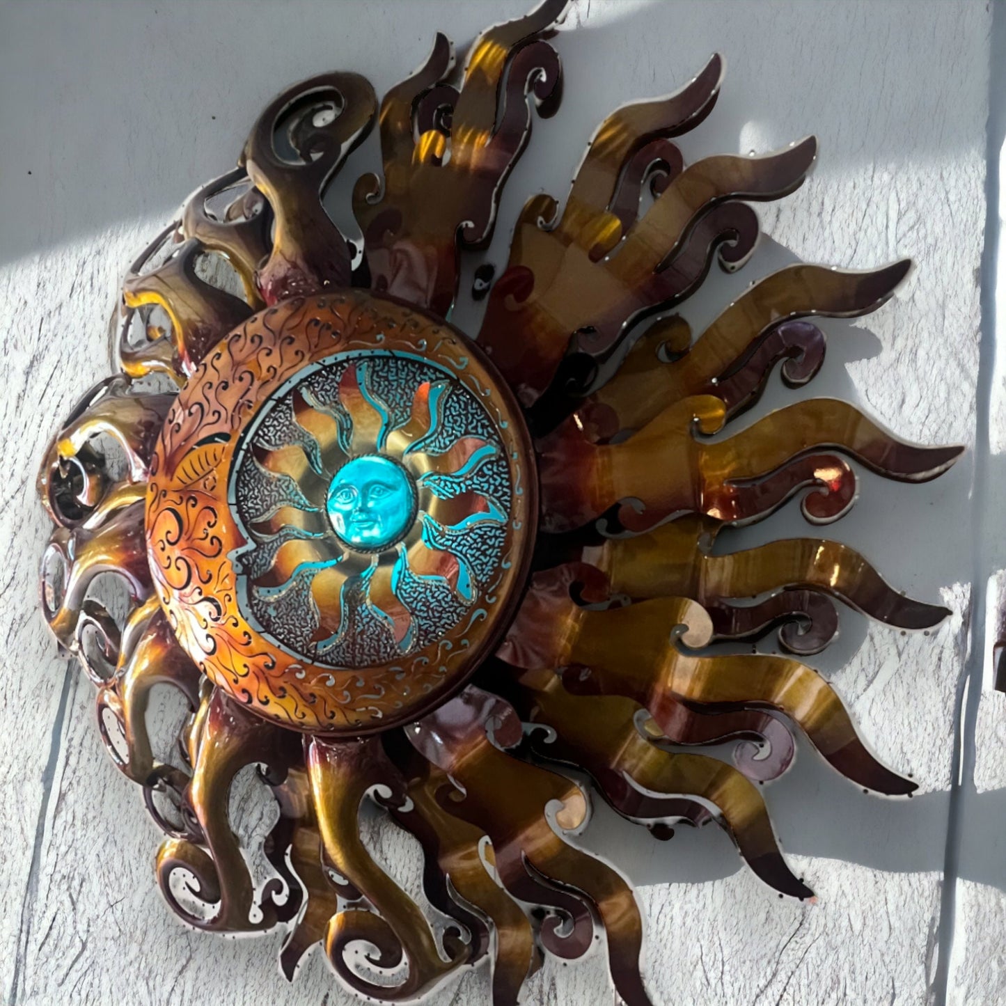 HUGE Colorful Handmade Giant Sun Wall Art | Mexican Metalwork (5ft Diameter)