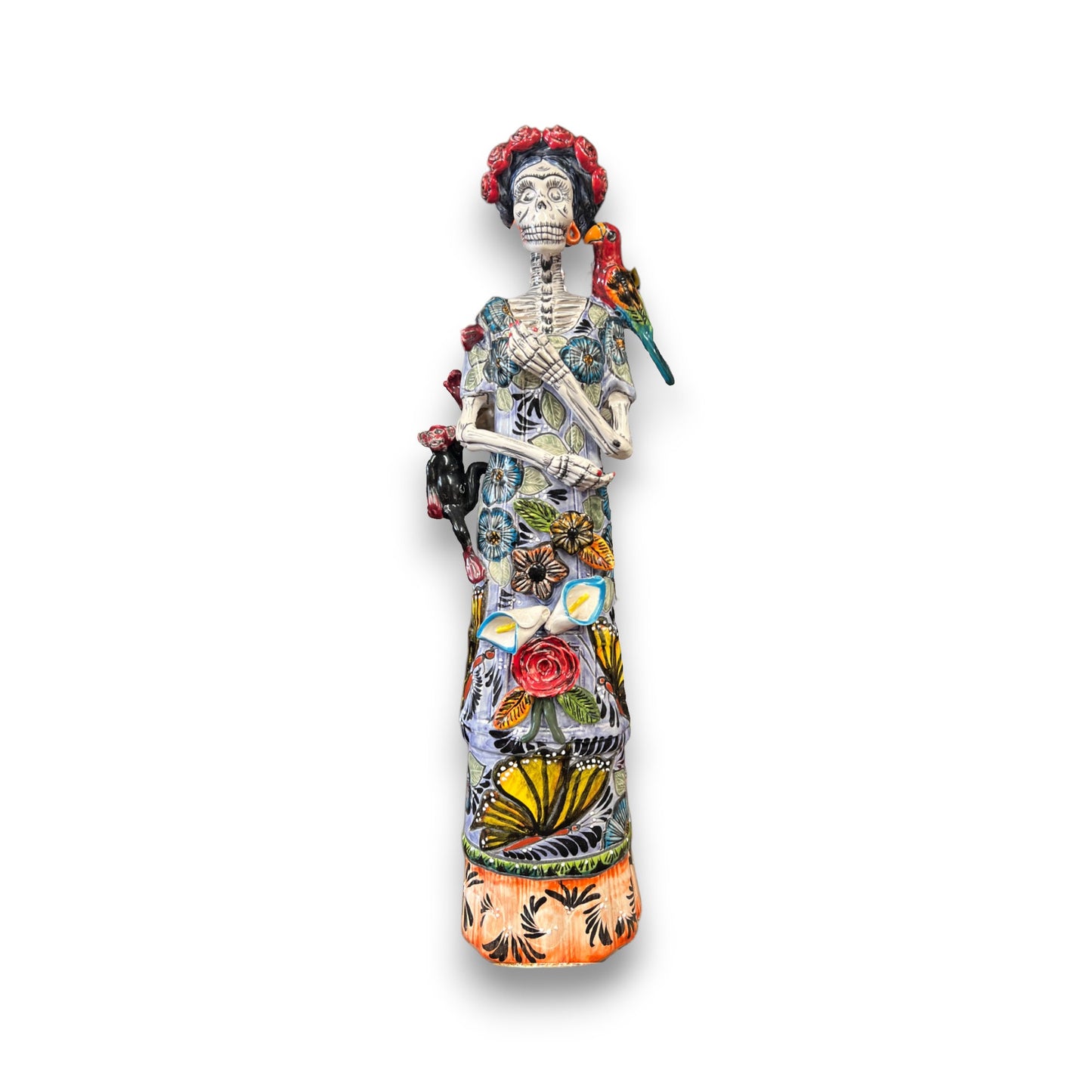 Talavera Skeleton Woman | Handmade Day of the Dead Pottery (Medium)