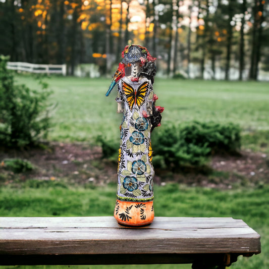 Talavera Skeleton Woman | Handmade Day of the Dead Pottery (Medium)