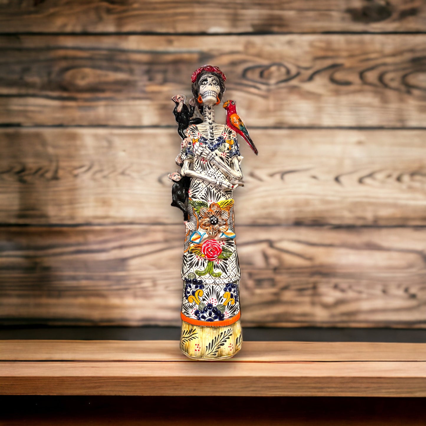 Talavera Skeleton Woman | Handmade Day of the Dead Pottery (Medium)