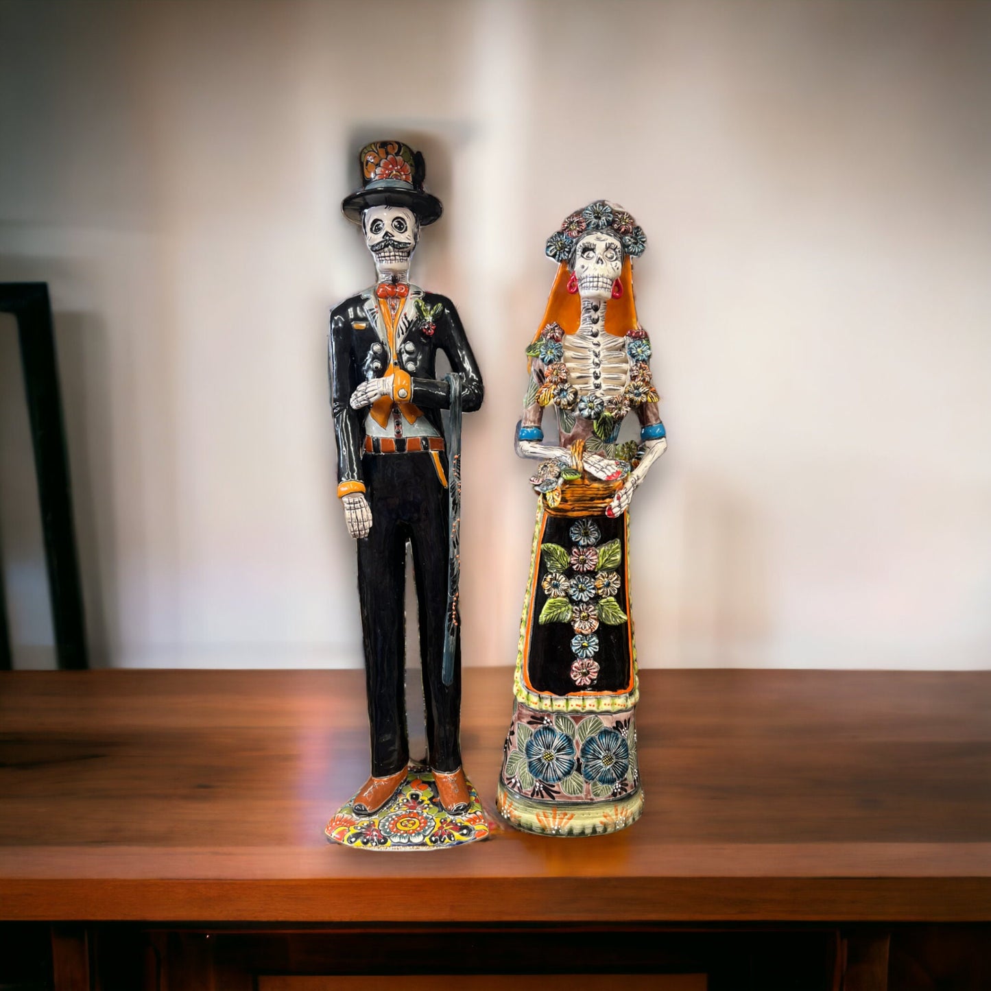 Talavera Skeleton Bride & Groom Set | Day of the Dead Pottery