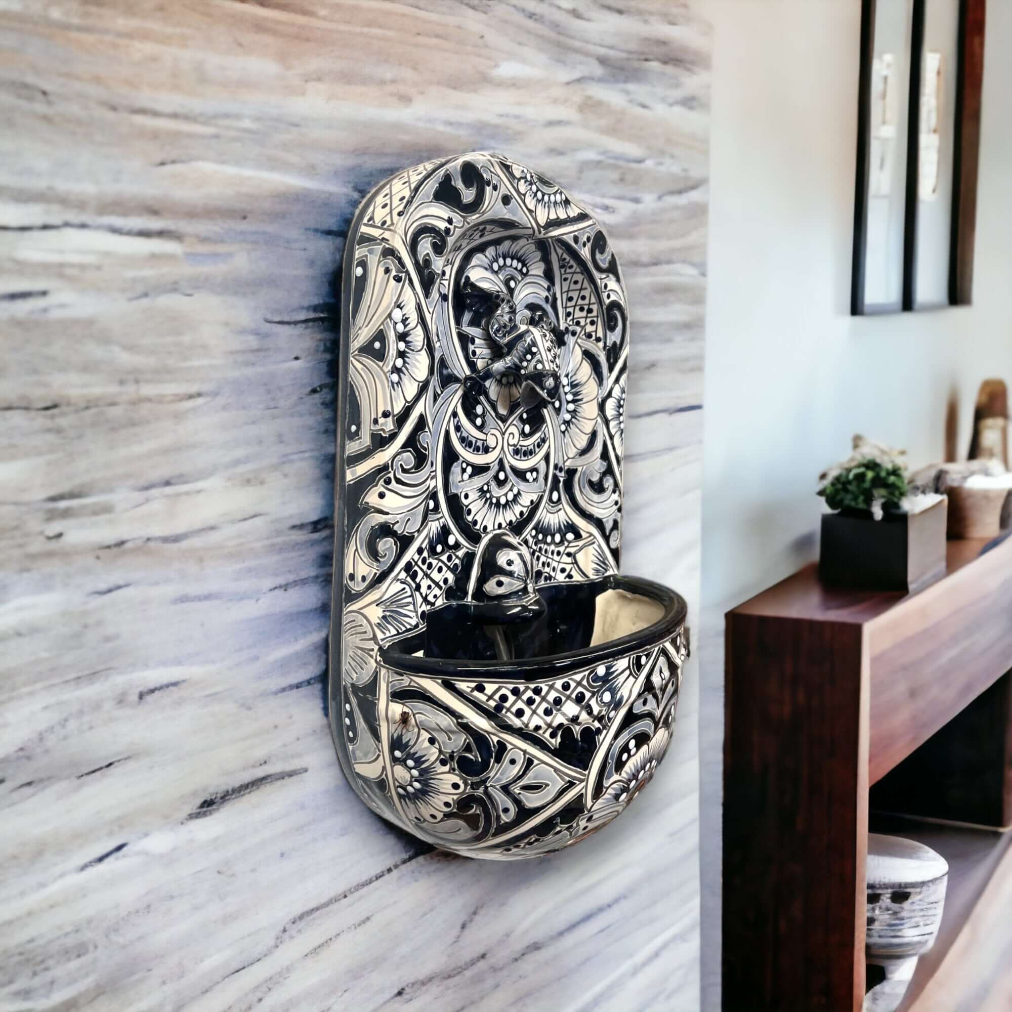 Handmade Talavera Wall Fountain | 21"x13" Decor