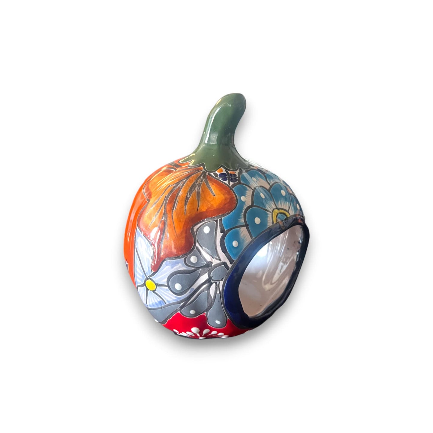 Colorful Talavera Pumpkin - Handmade Mexican Jack-o'-Lantern