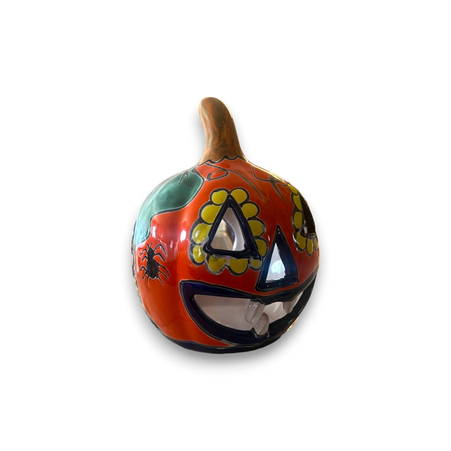 Colorful Talavera Pumpkin - Handmade Mexican Jack-o'-Lantern