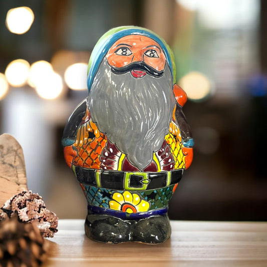 Hand-Painted Talavera Santa Statue | Festive Christmas Decor (Medium)