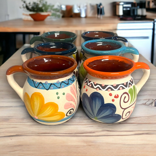 Set of 50 Handmade Mexican Talavera Clay Jarritos | Bulk Order of Artisanal Mugs