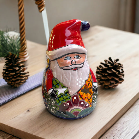 Festive Hand-Painted Talavera Santa Statue | Christmas Decor (Medium)