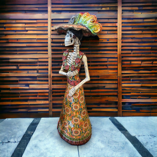 Talavera Catrina Statue | Life-Sized Day of the Dead Figurine