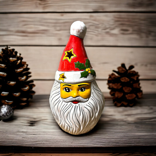 Hand-Painted Talavera Santa Statue | Festive Christmas Decoration (Medium)