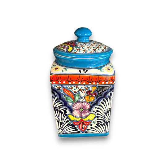 Set of 3 Light Blue Talavera Canister Set | Handmade Mexican Pottery from Puebla