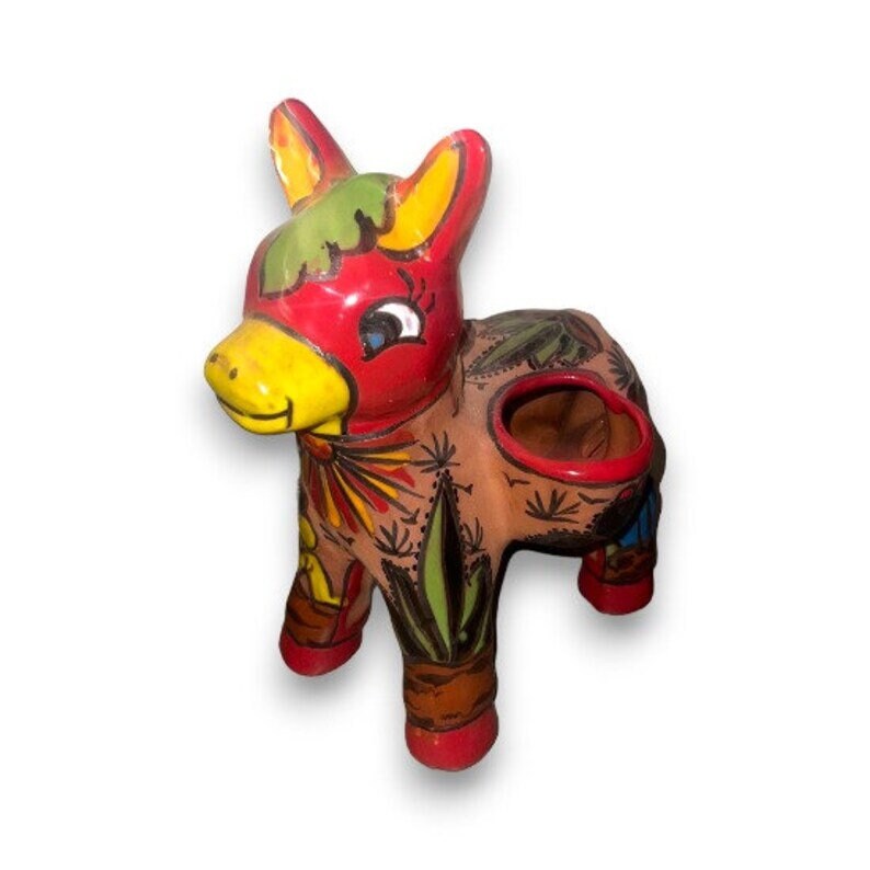 Handmade Mexican Donkey Planter | Talavera Burro Plant Pot