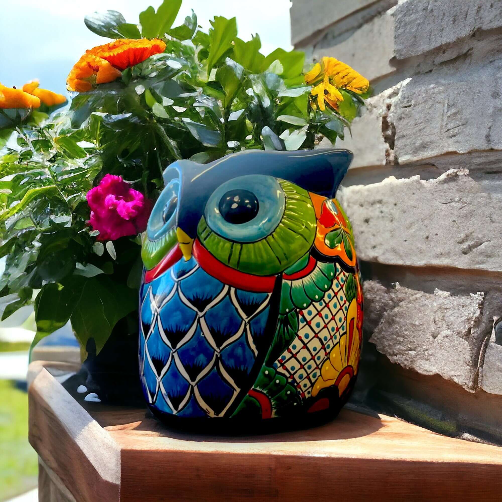 Extra Large Talavera Owl Planter | Hand-Painted