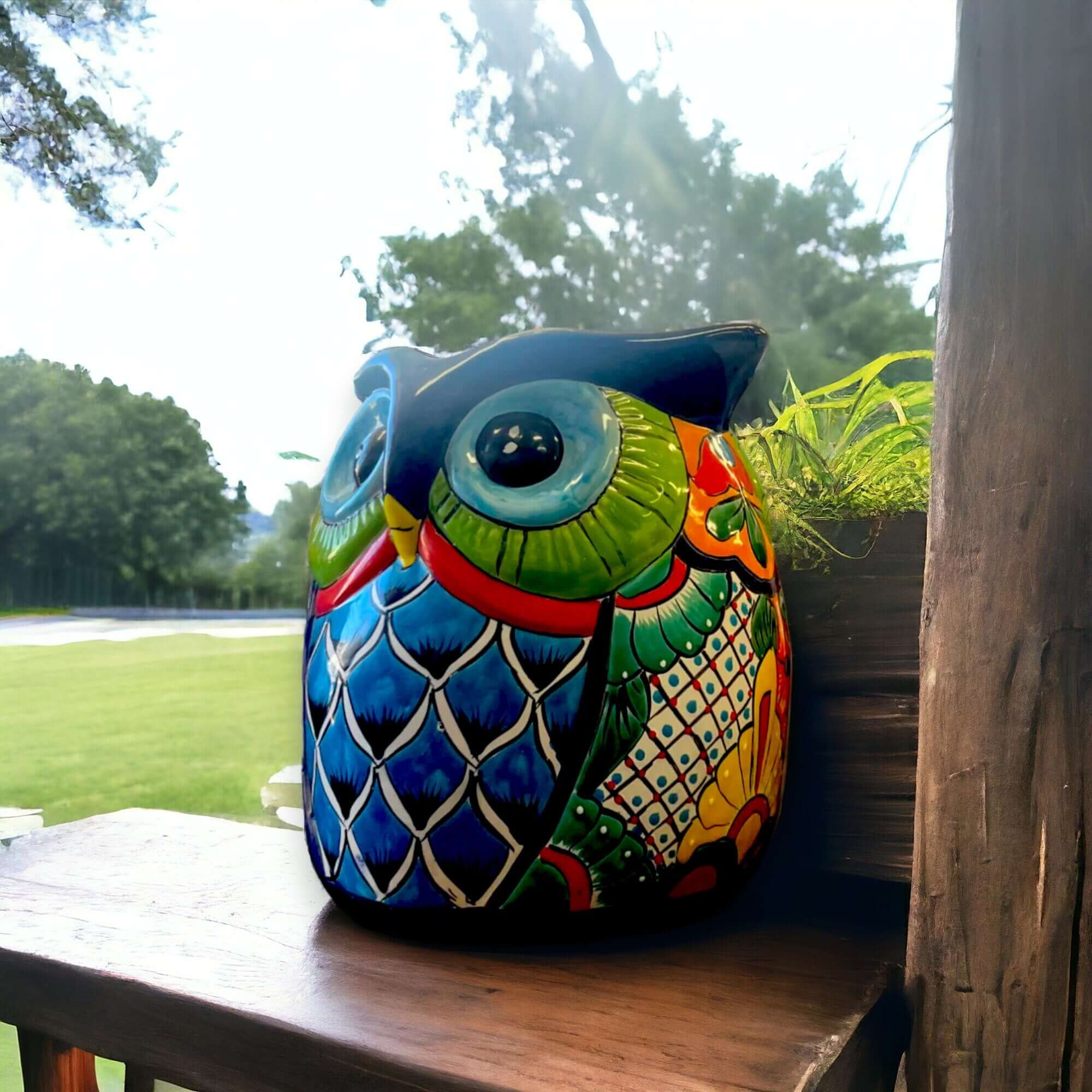 Extra Large Talavera Owl Planter | Hand-Painted