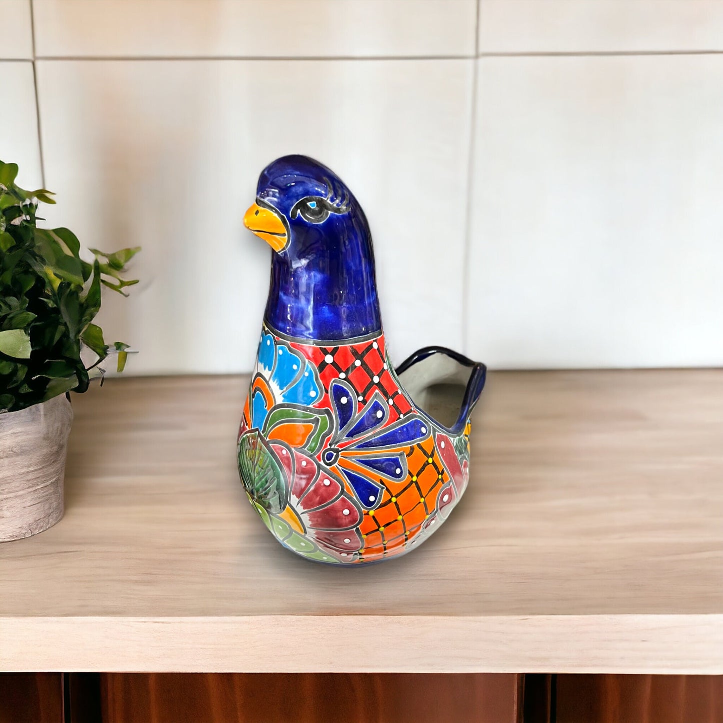 Colorful Talavera Dove Planter | Handcrafted Mexican Ceramic Bird Statue (Medium)