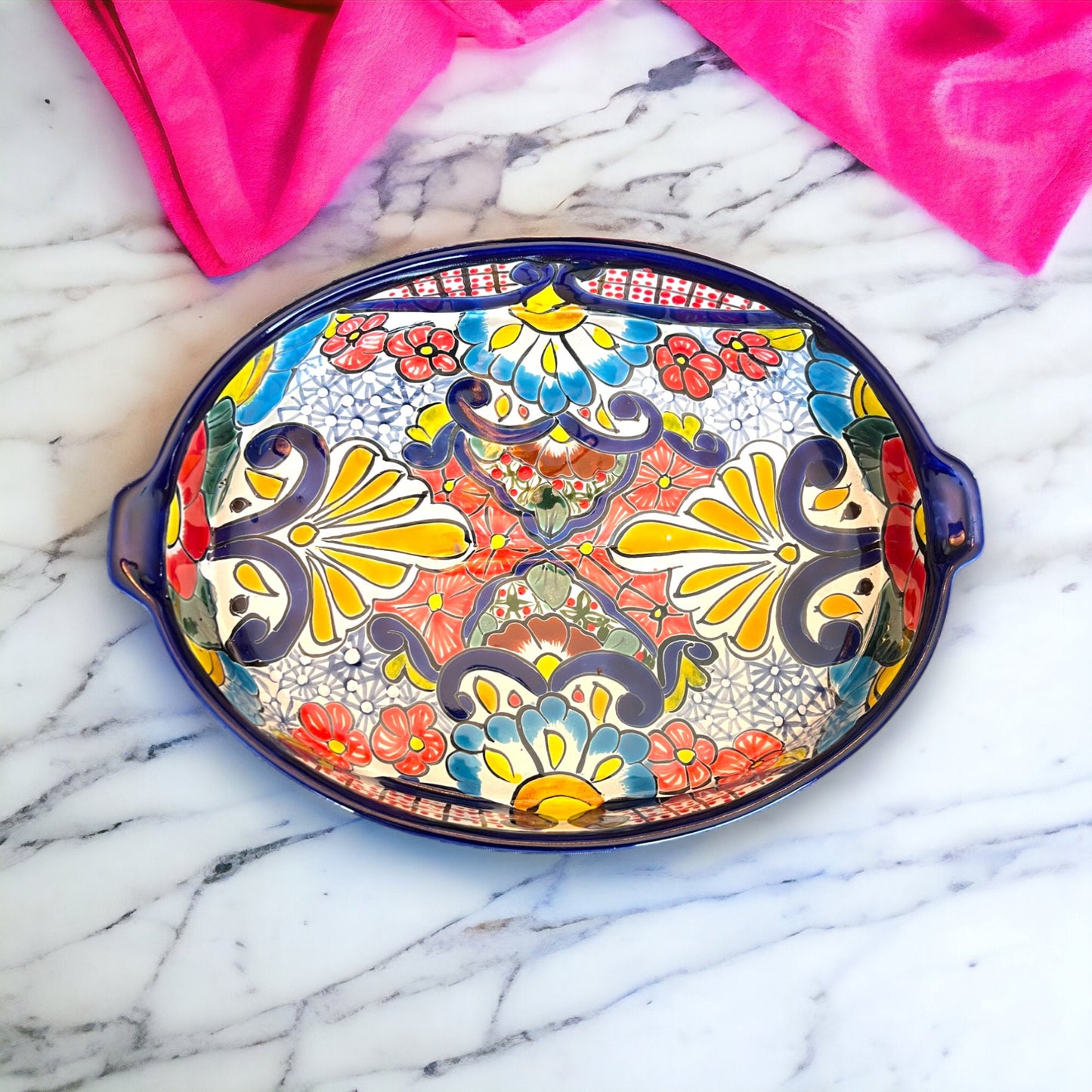 Talavera Oval Sectional Appetizer Tray | Handcrafted Mexican Serving Platter Set