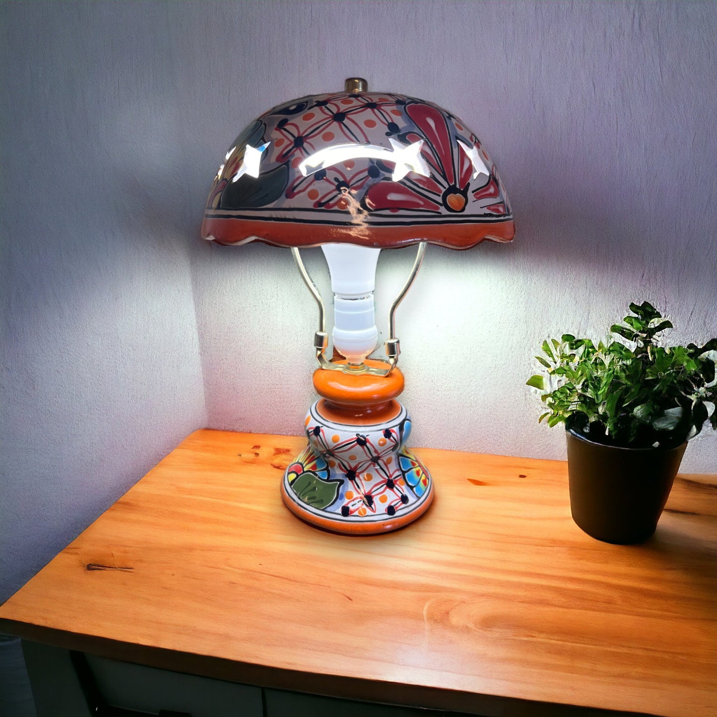 Colorful Mexican Talavera Table Lamp | Hand-Painted Artisan Lamp