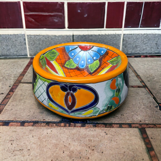 Colorful Talavera Dog Bowl | Hand-Painted Mexican Ceramic Pet Dish