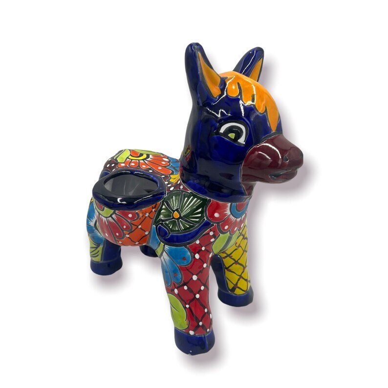 Handmade Mexican Donkey Planter | Talavera Burro Plant Pot