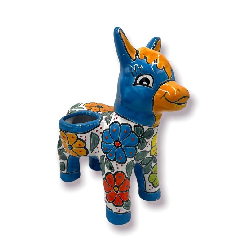 Handmade Mexican Donkey Planter | Talavera Burro Plant Pot