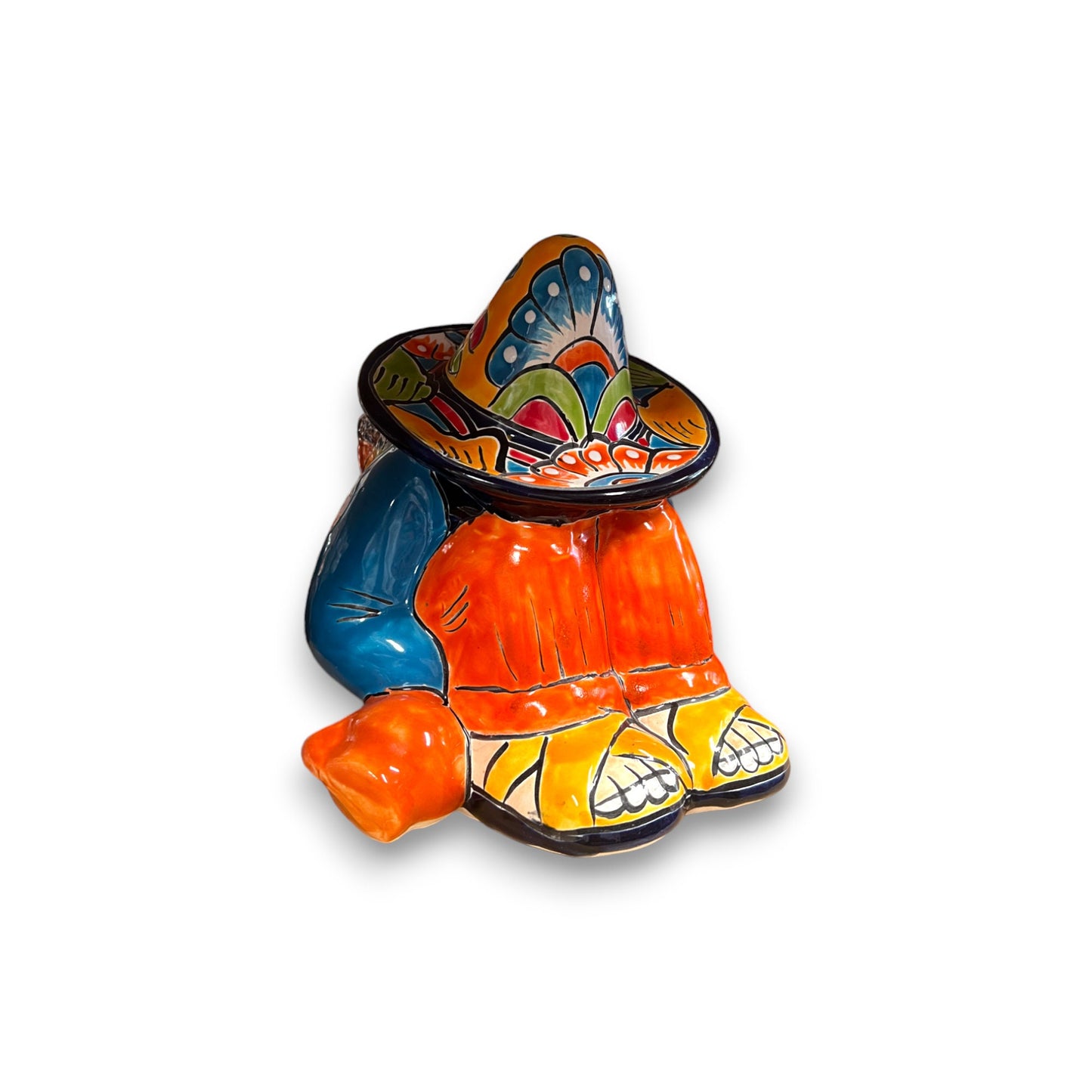 Colorful Hand-Painted Talavera Sleeping Panchito Planter | Mexican Pottery Art