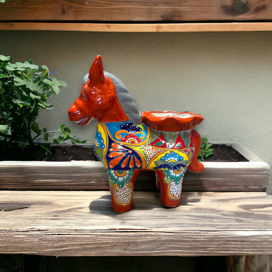 Handcrafted Ceramic Burro Planter | Artisan Mexican Donkey Plant Pot (Medium)