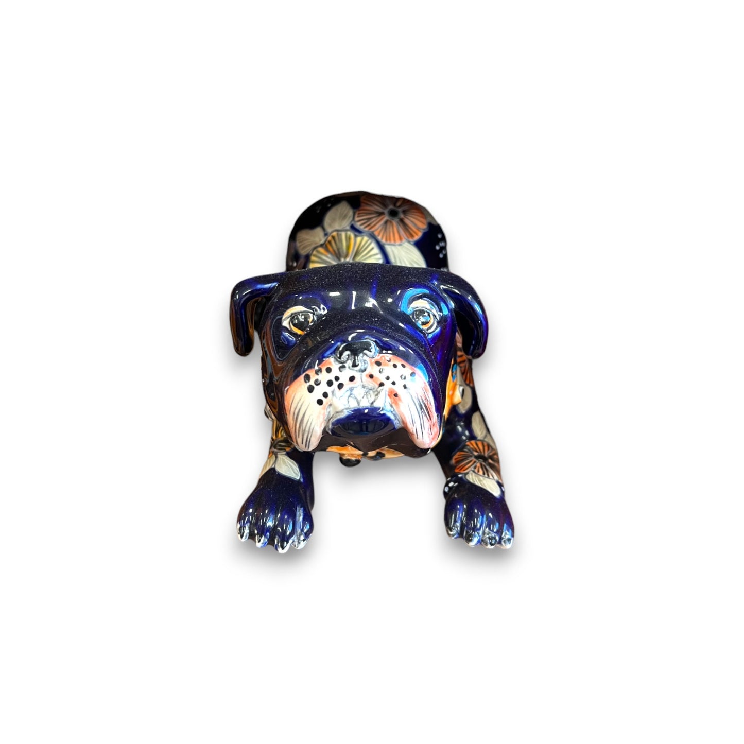 Handcrafted Talavera Pug Statue | Colorful Mexican Dog Art (Medium)