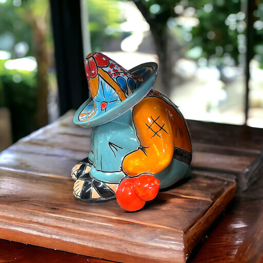 Handmade Talavera Sleeping Panchito Statue | Hand Painted Mexican Pottery