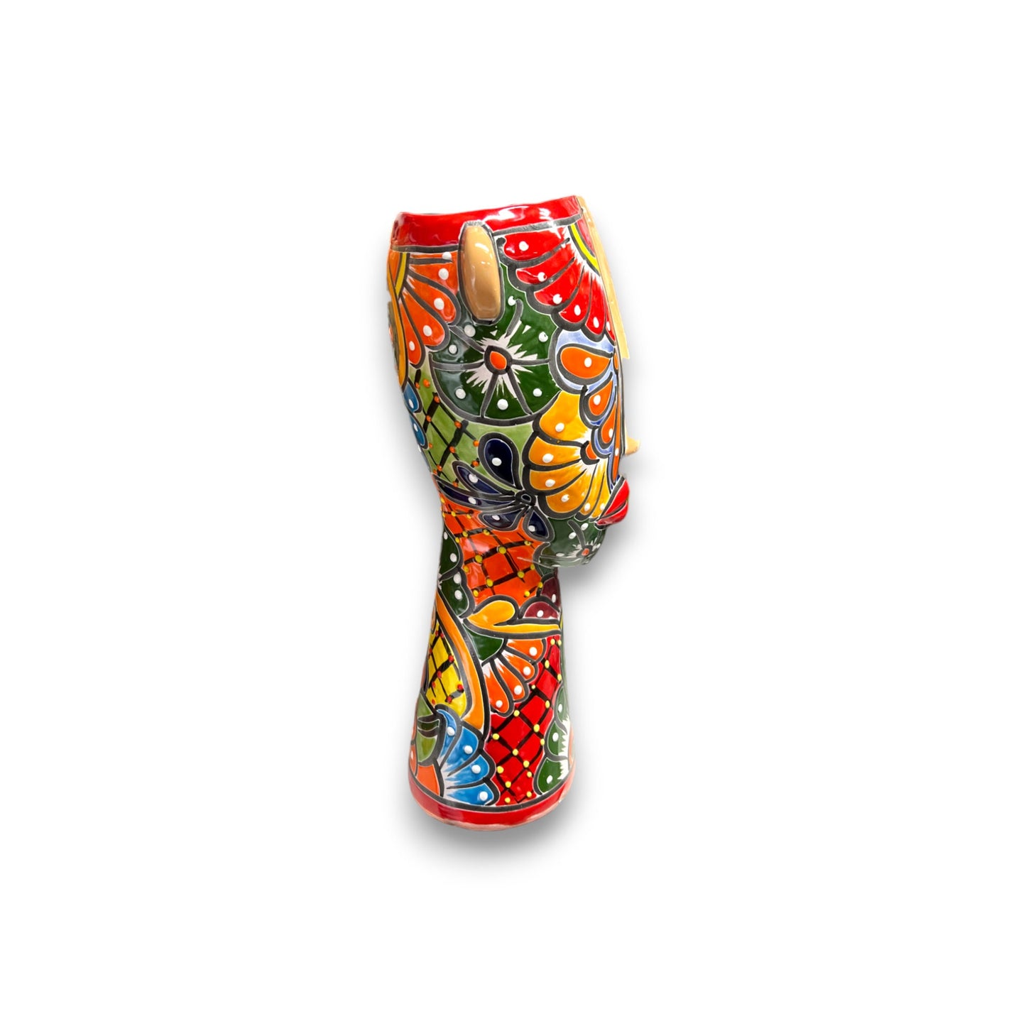 Mexican Talavera Lady Planter | Hand-Painted Folk Art Picasso Style