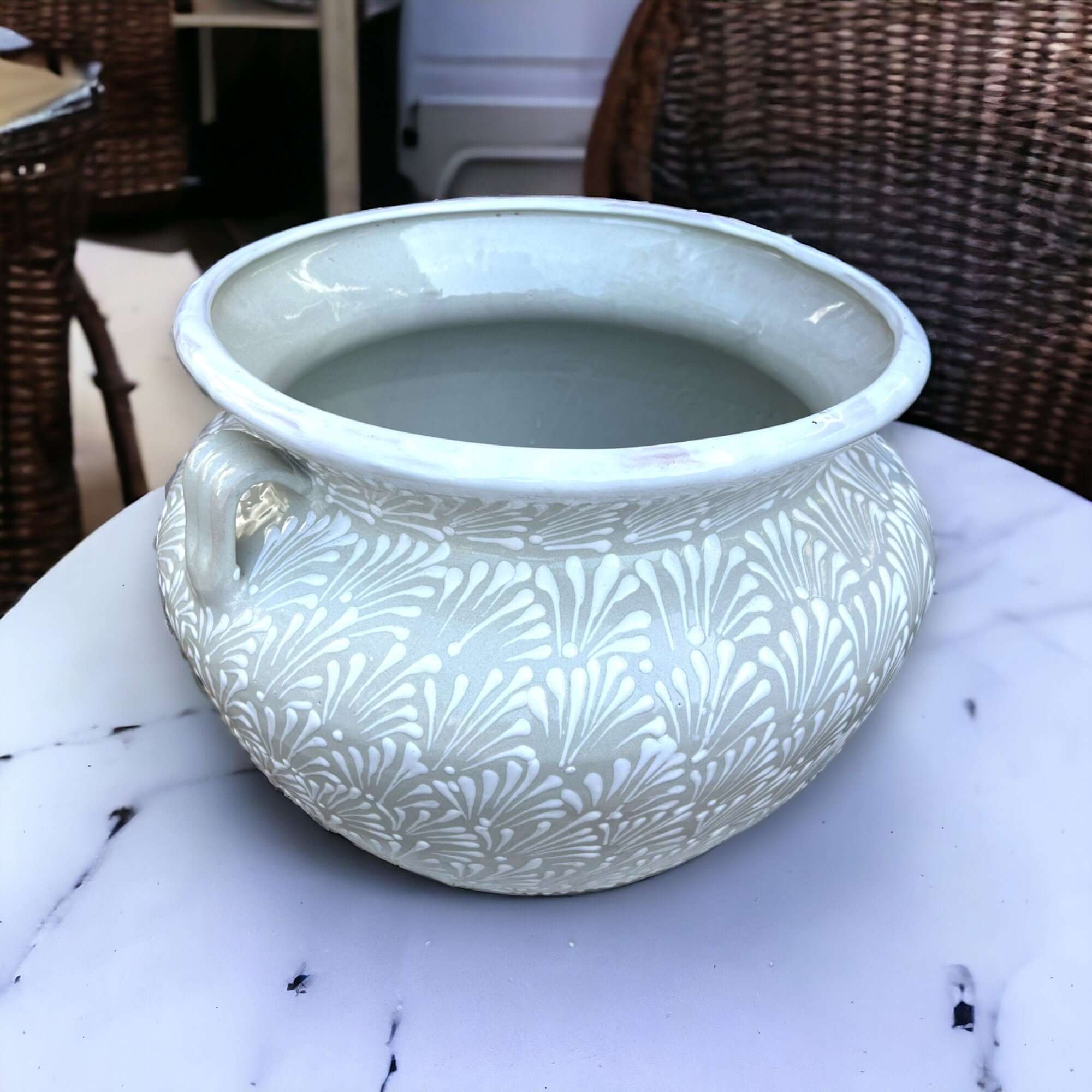 XL Talavera Flower Pot - White Mexican Planter