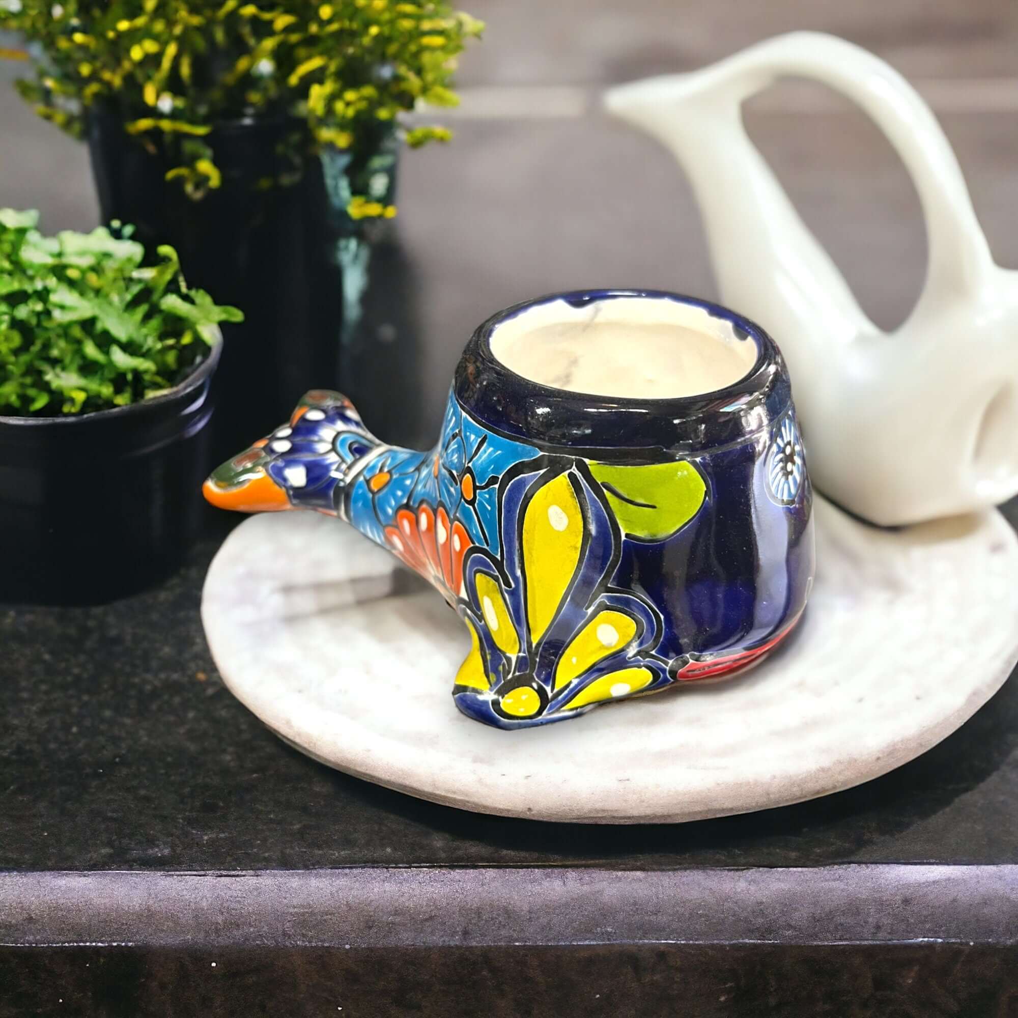 Colorful Talavera Whale Planter | Mexican Pottery
