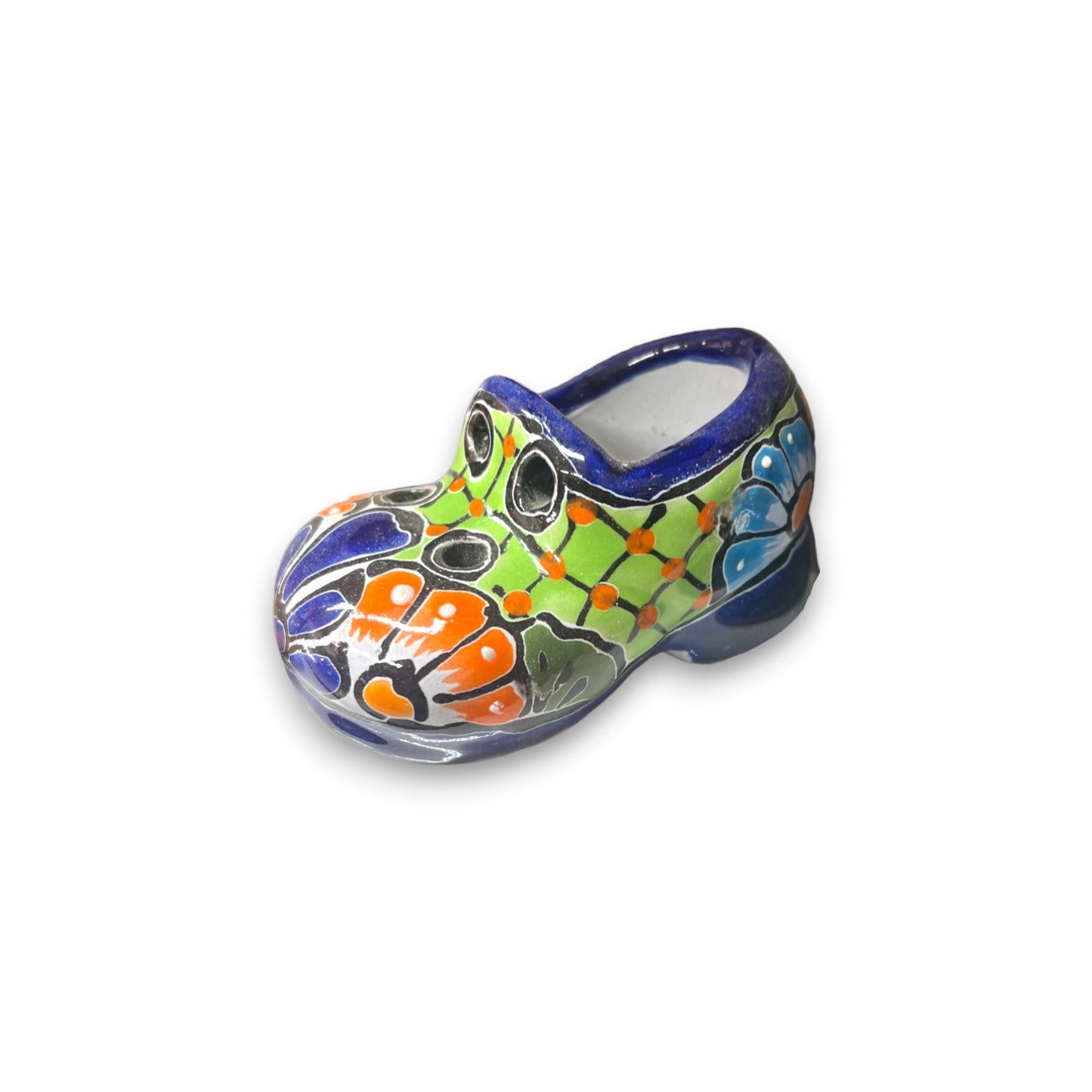 Colorful Talavera Shoe Planter | Small Hand-Painted Mexican Pottery Plant Pot