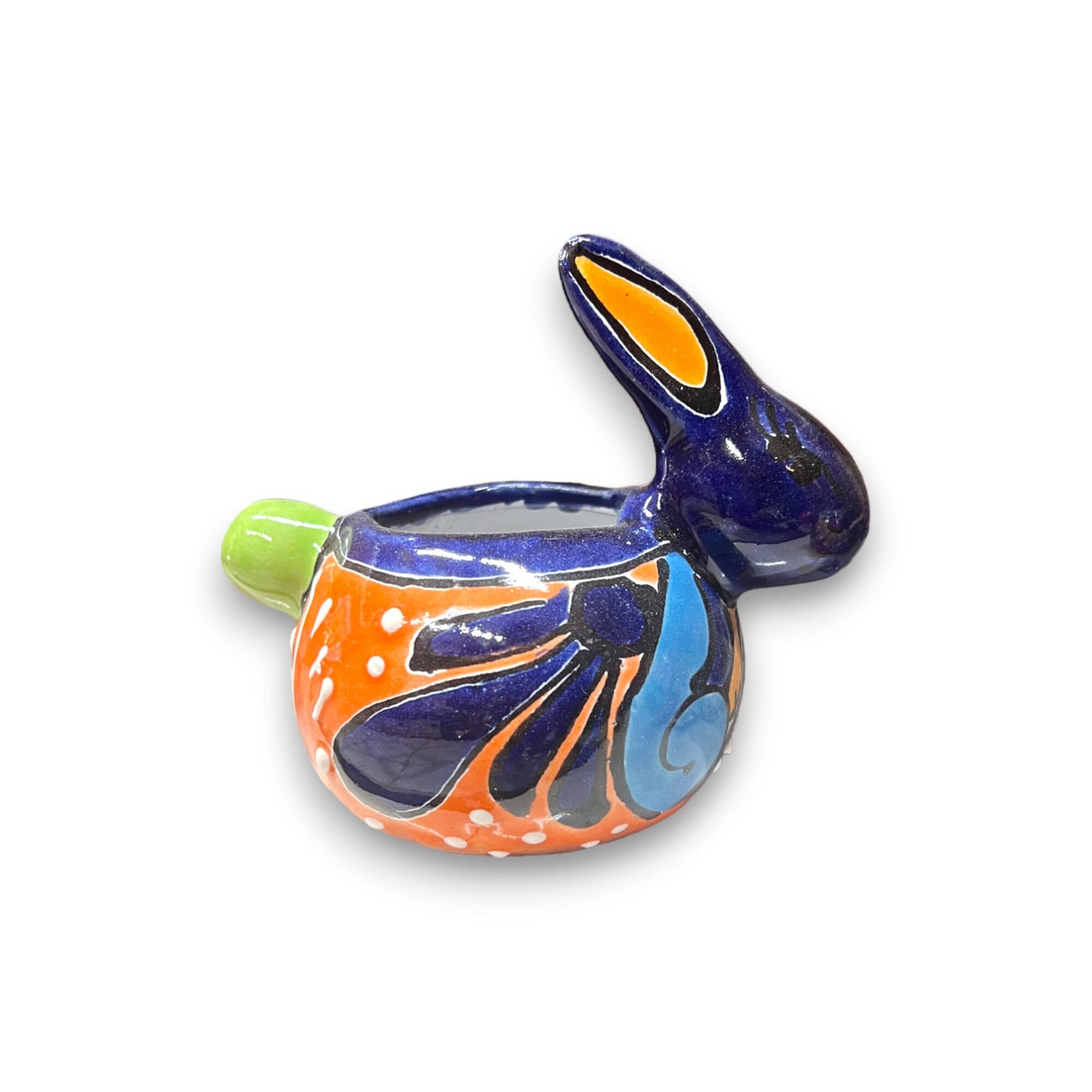 Vibrant Talavera Bunny Planter | Small Handcrafted Mexican Rabbit Pot