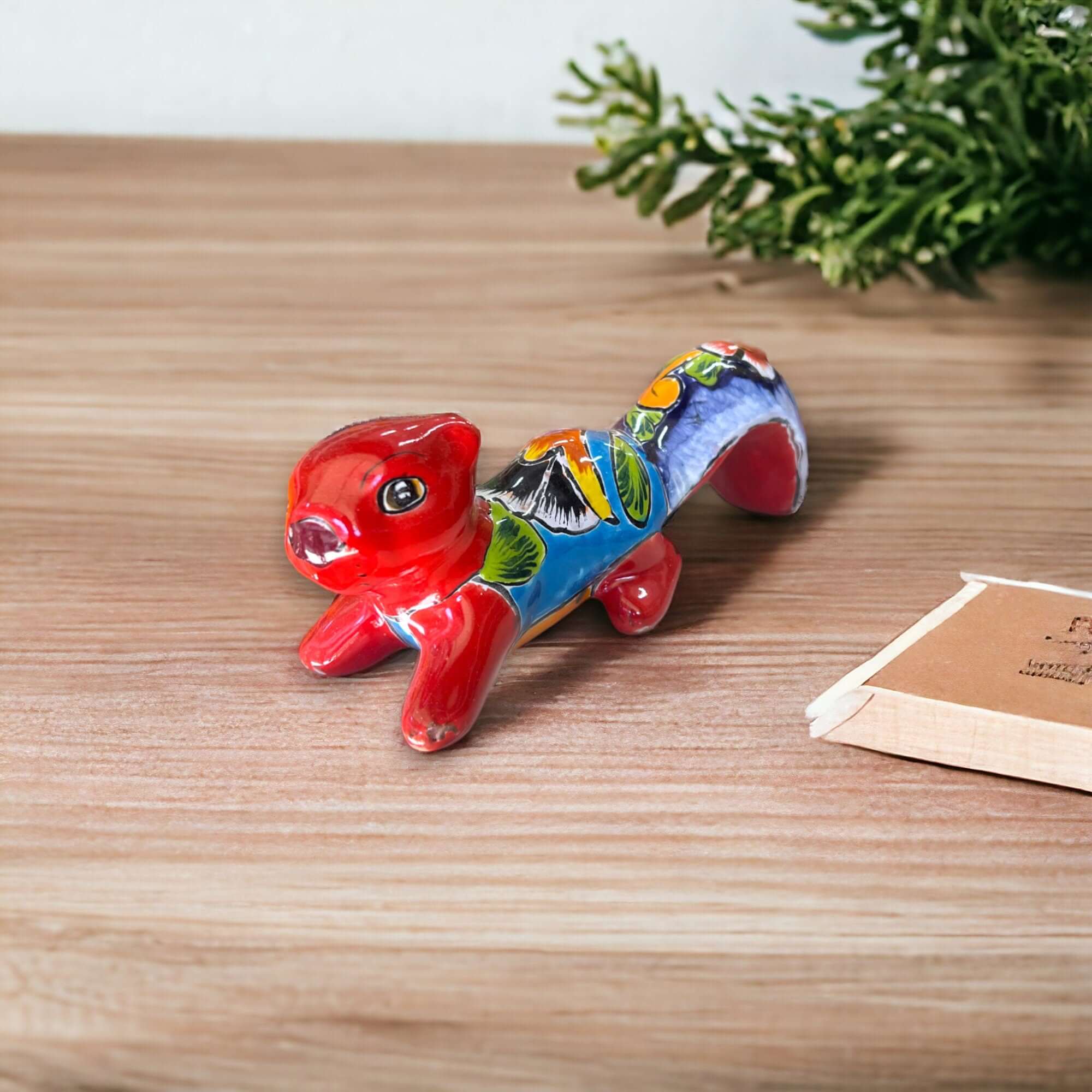 Colorful Talavera Squirrel Statue - Mexican Art