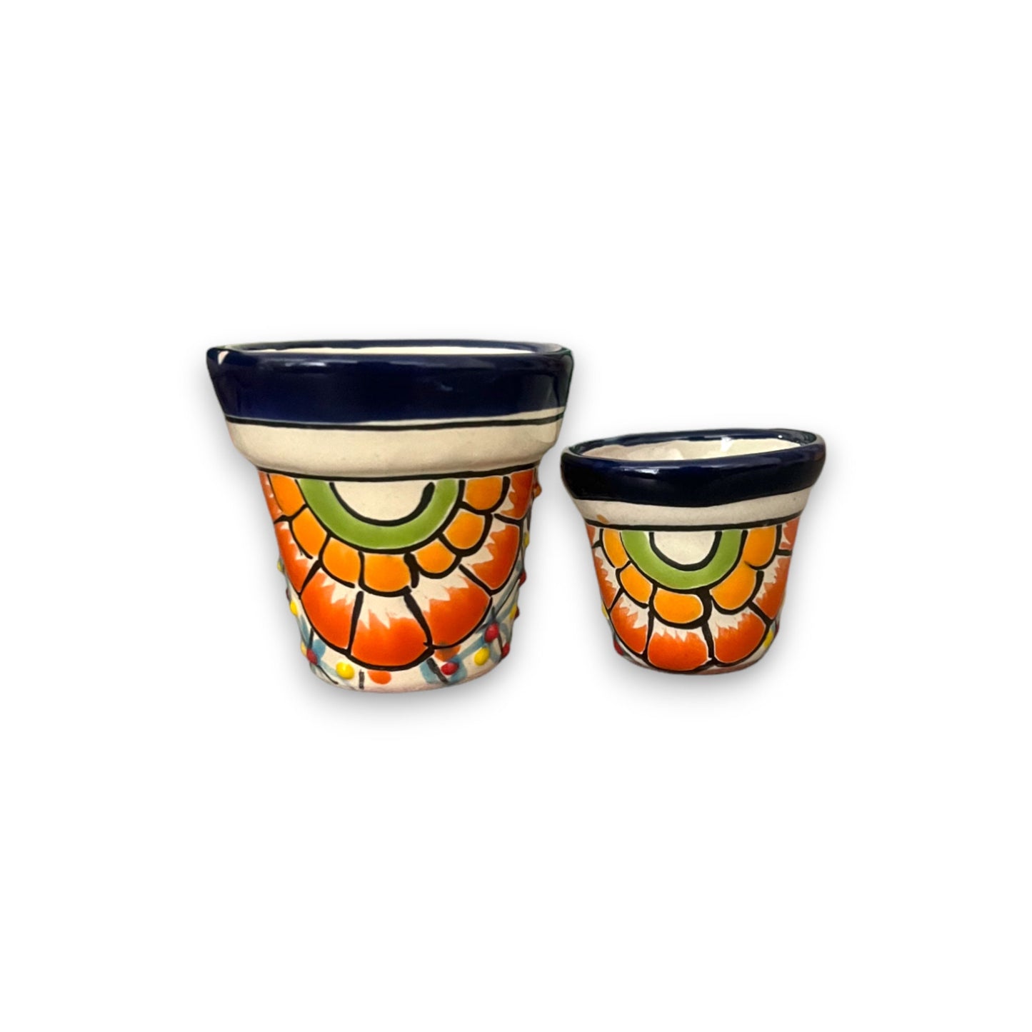 Set of 3 Colorful Talavera Flower Pot Set | Hand-Painted Mexican Planters