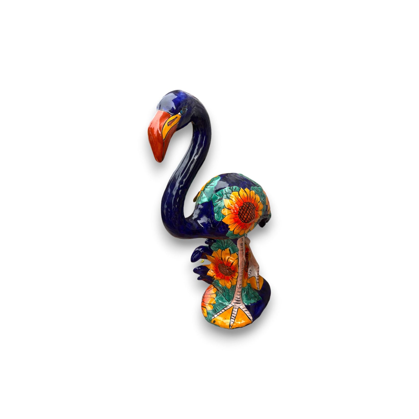 Large Talavera Flamingo Statue | Colorful Hand-Painted Mexican Bird Pottery (2.5 Feet Tall)