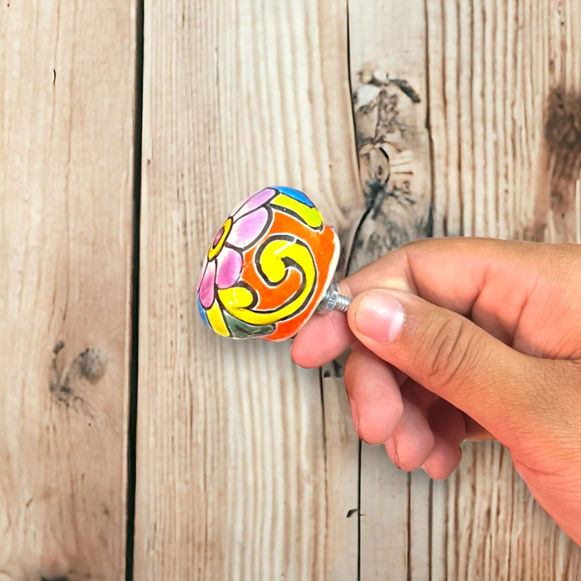 Colorful Talavera Drawer Pull - Handcrafted Charm