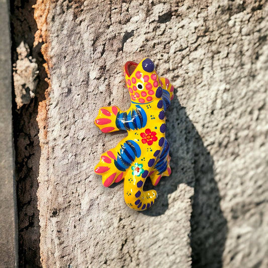 Guerrero Hand-Painted Lizard Wall Art | Vibrant Mexican Decor