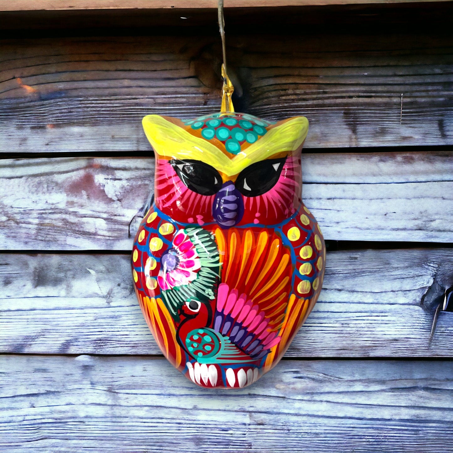 Colorful Guerrero Owl Wall Art | Handmade and Hand-Painted Mexican Decor (Medium)