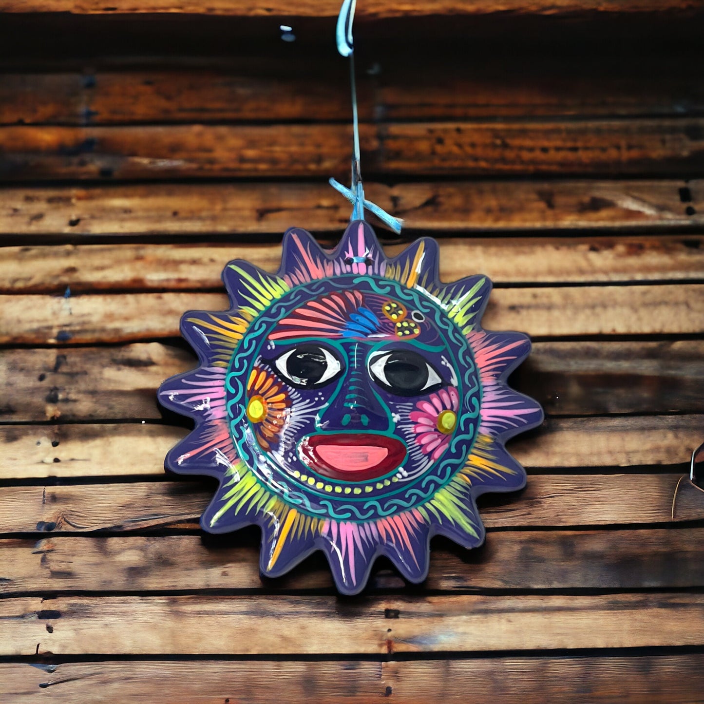 Vibrant Talavera Sun Wall Decor | Hand-Painted Mexican Artisan Craft