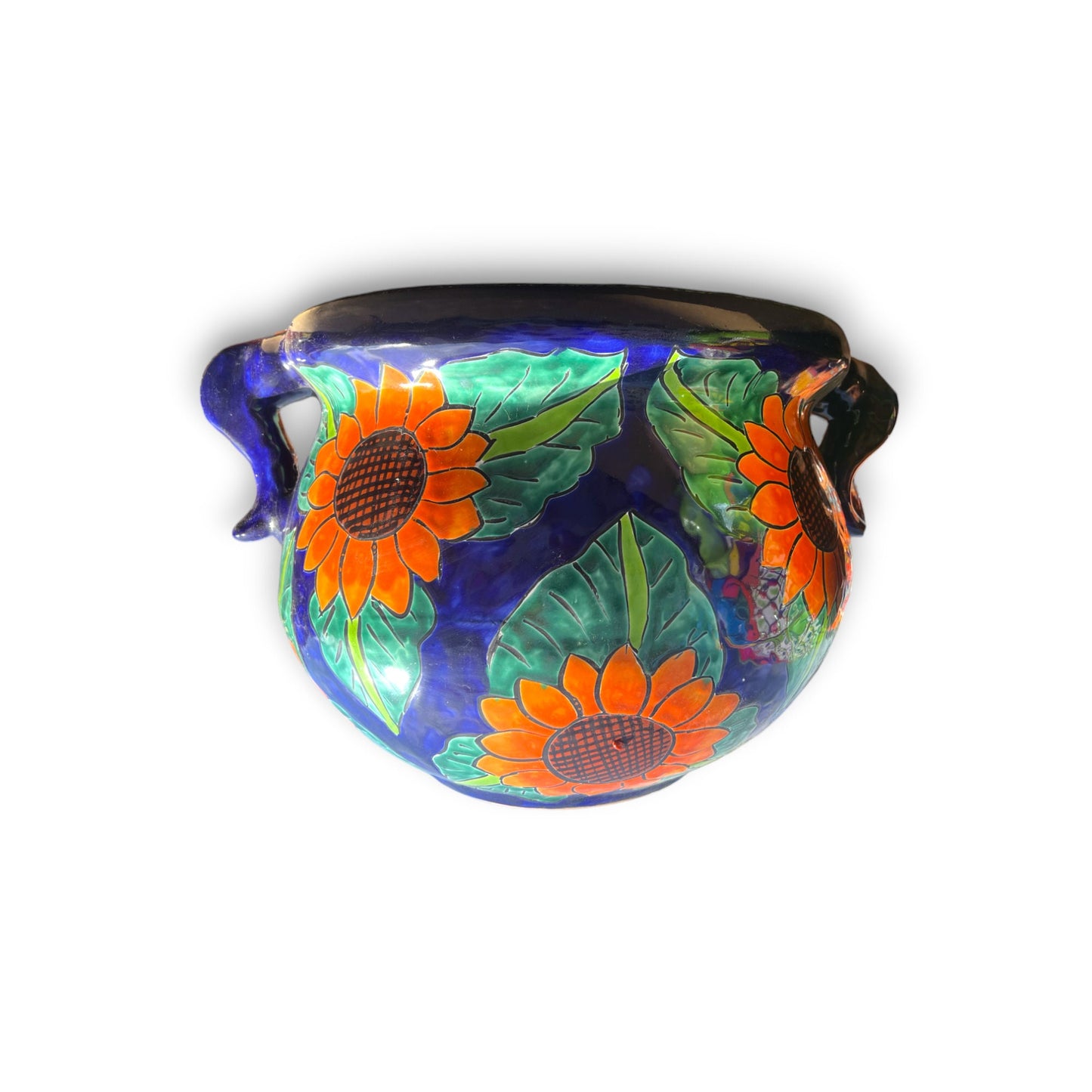 Mexican Talavera Handcrafted Flower Pot | Colorful Floral Design (Large)