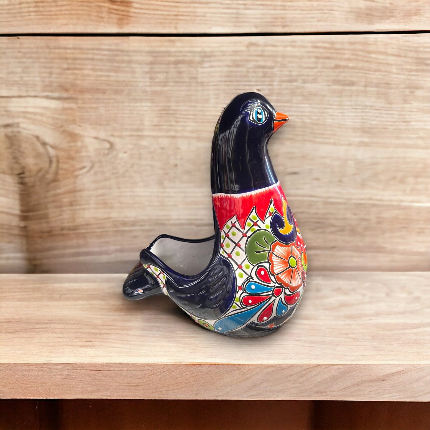 Colorful Talavera Dove Planter | Handcrafted Mexican Ceramic Bird Statue (Medium)