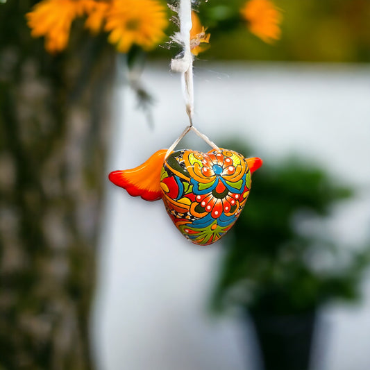 Vibrant Talavera Heart | Colorful Hand-Painted Mexican Ceramic Hanging Decor