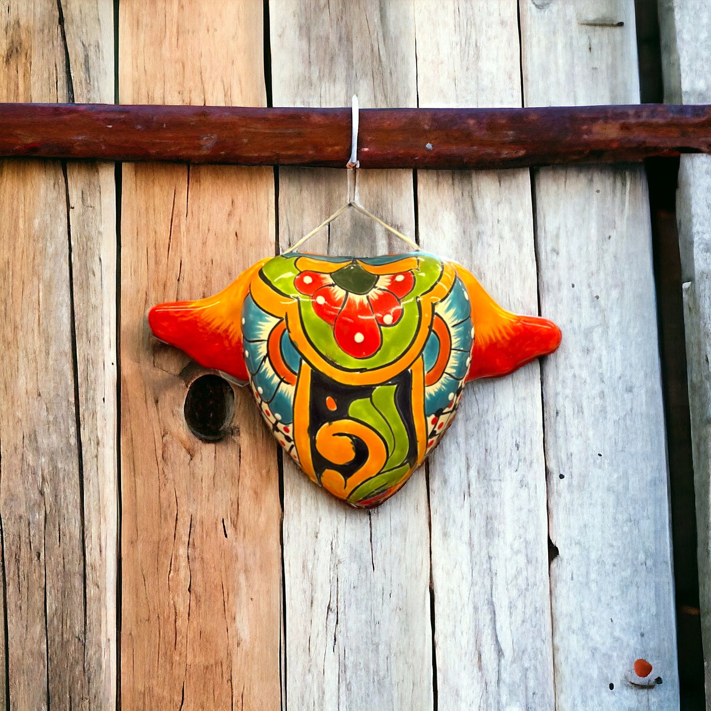 Vibrant Talavera Heart | Colorful Hand-Painted Mexican Ceramic Hanging Decor