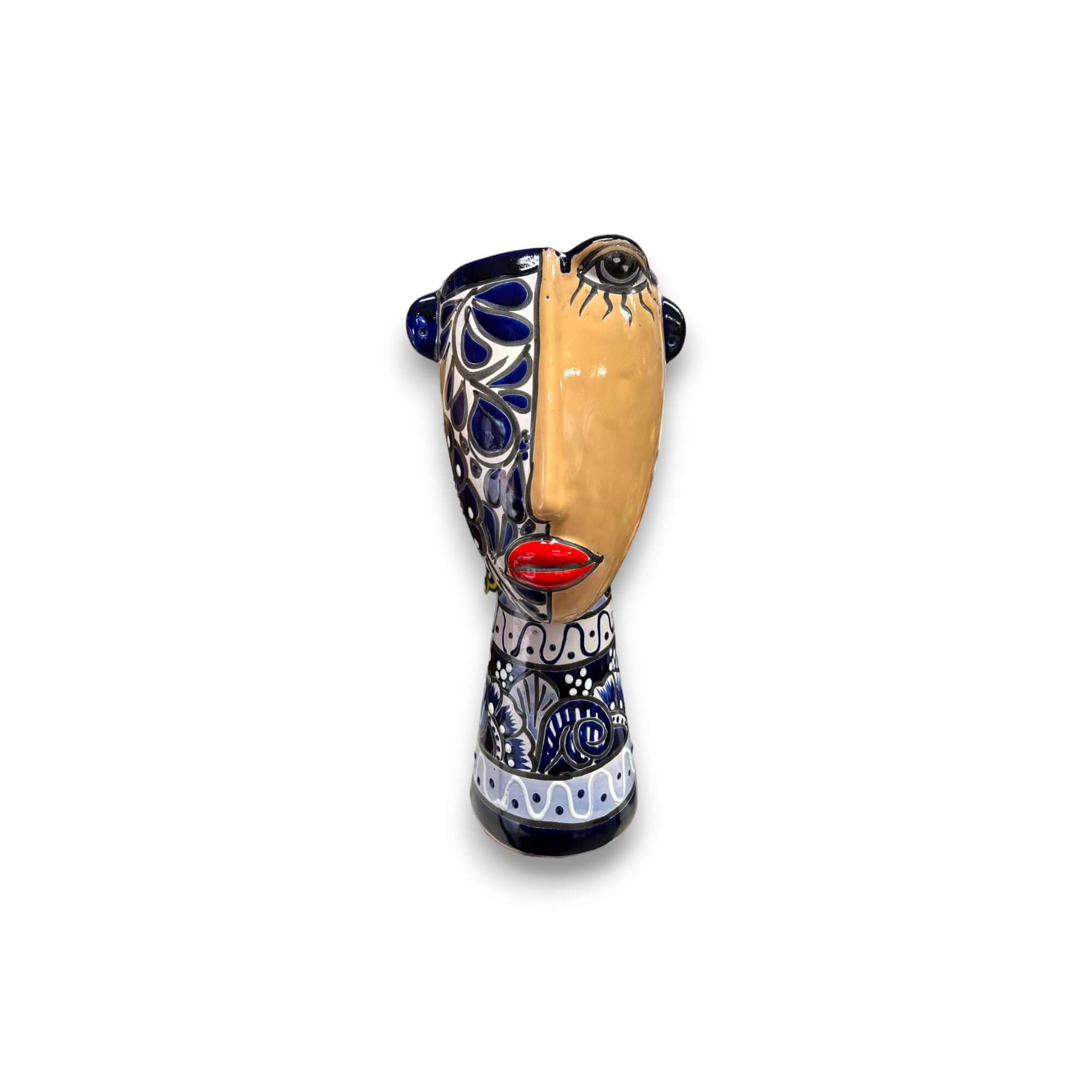Mexican Talavera Lady Planter - Picasso Style