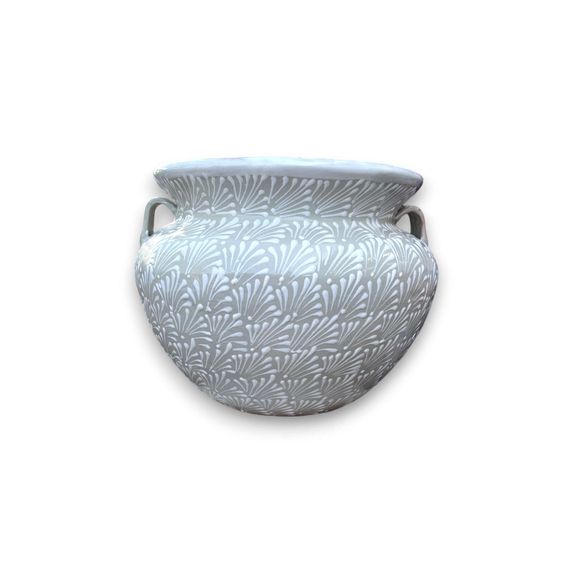 XL Talavera Flower Pot - White Mexican Planter