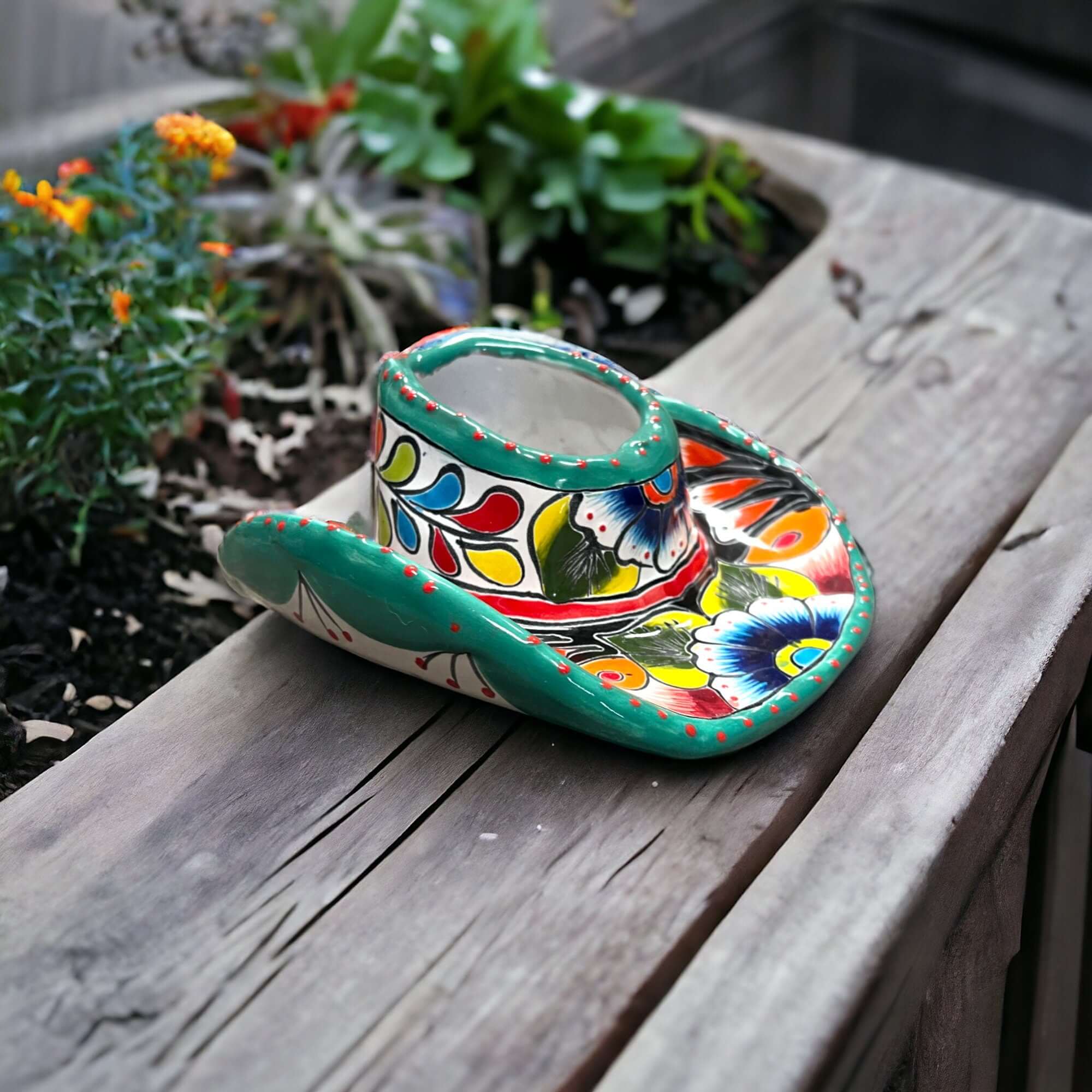 Colorful Talavera Sombrero Planter | Small Décor
