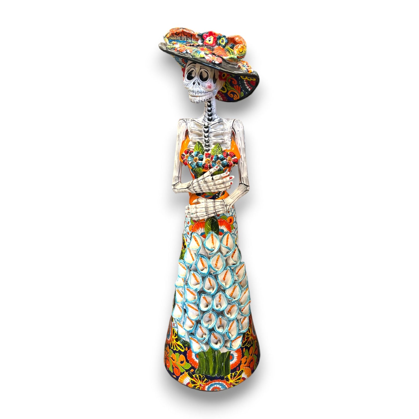 Talavera Catrina Day of the Dead Statue | Life-Sized 4'10" Figurine with Intricate Painting