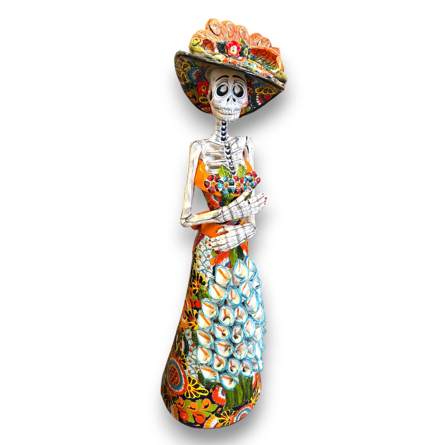 Talavera Catrina Day of the Dead Statue | Life-Sized 4'10" Figurine with Intricate Painting