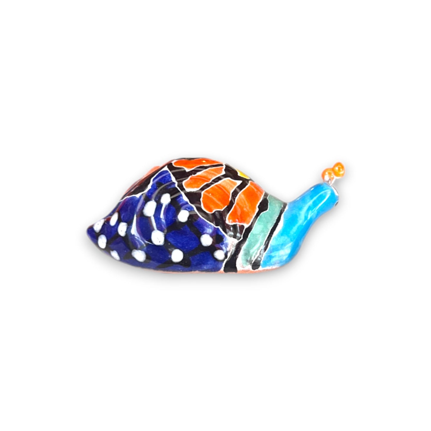 Colorful Talavera Snail Figurine | Mexican Ceramic Garden Sculpture