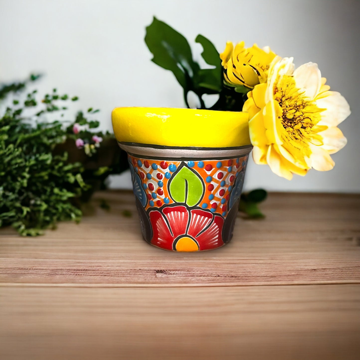 Set of 3 Colorful Talavera Flower Pot Set | Hand-Painted Mexican Planters